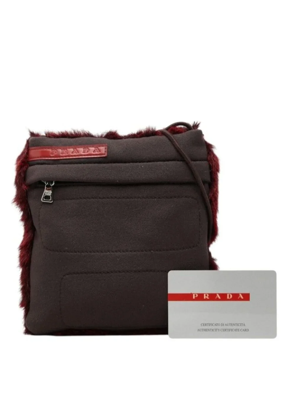 Prada Sports Crossbody Mini Shoulder Bag Bordeaux Nylon Fur